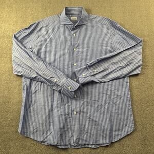 Eddy Monetti Shirt Adult 2XL XXL Striped Button Up Long Sleeve Luxury Casual Men